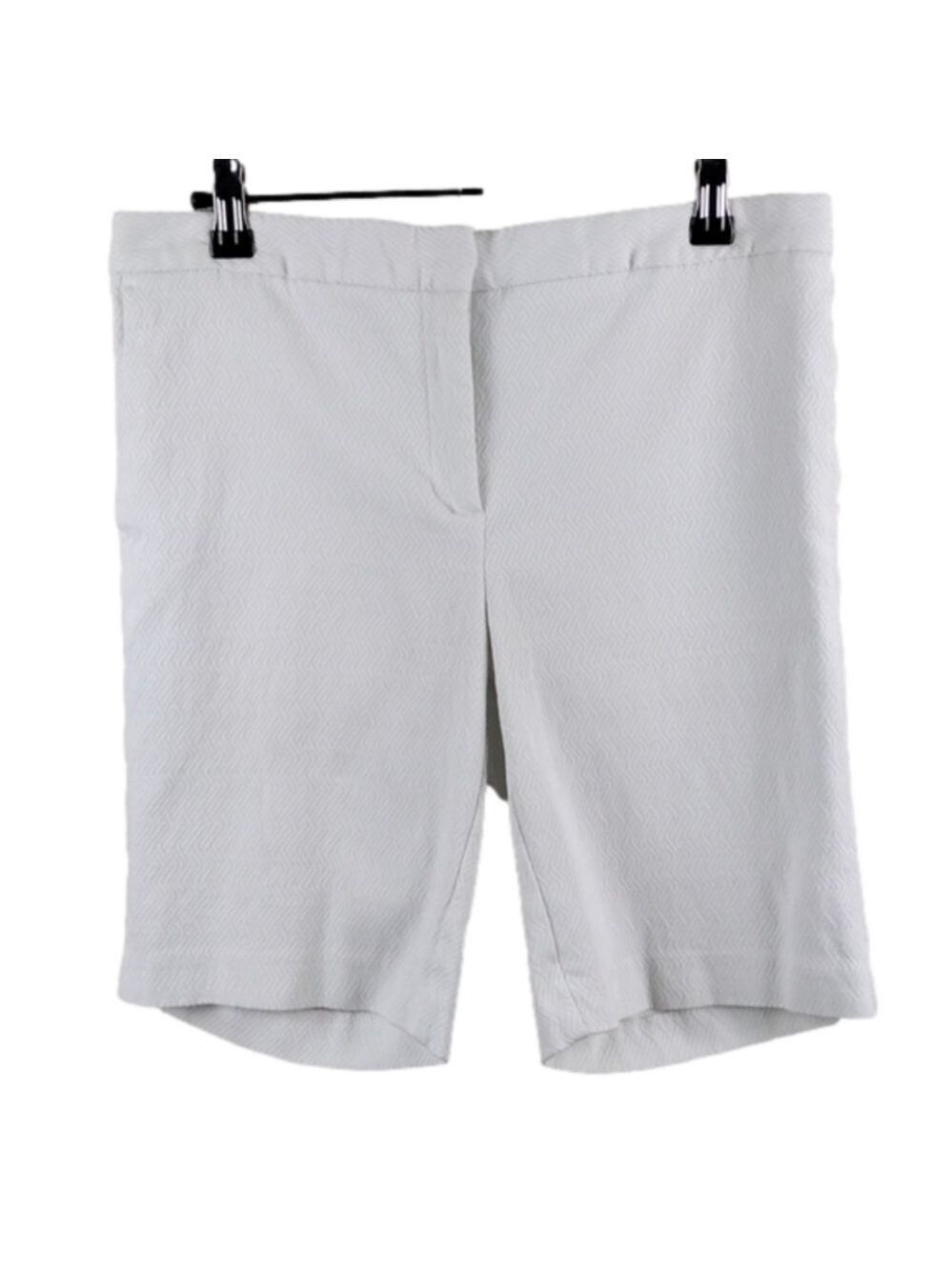 Mario Serrani Italy Woven White Low Rise Flat Front Casual Bermuda Shorts